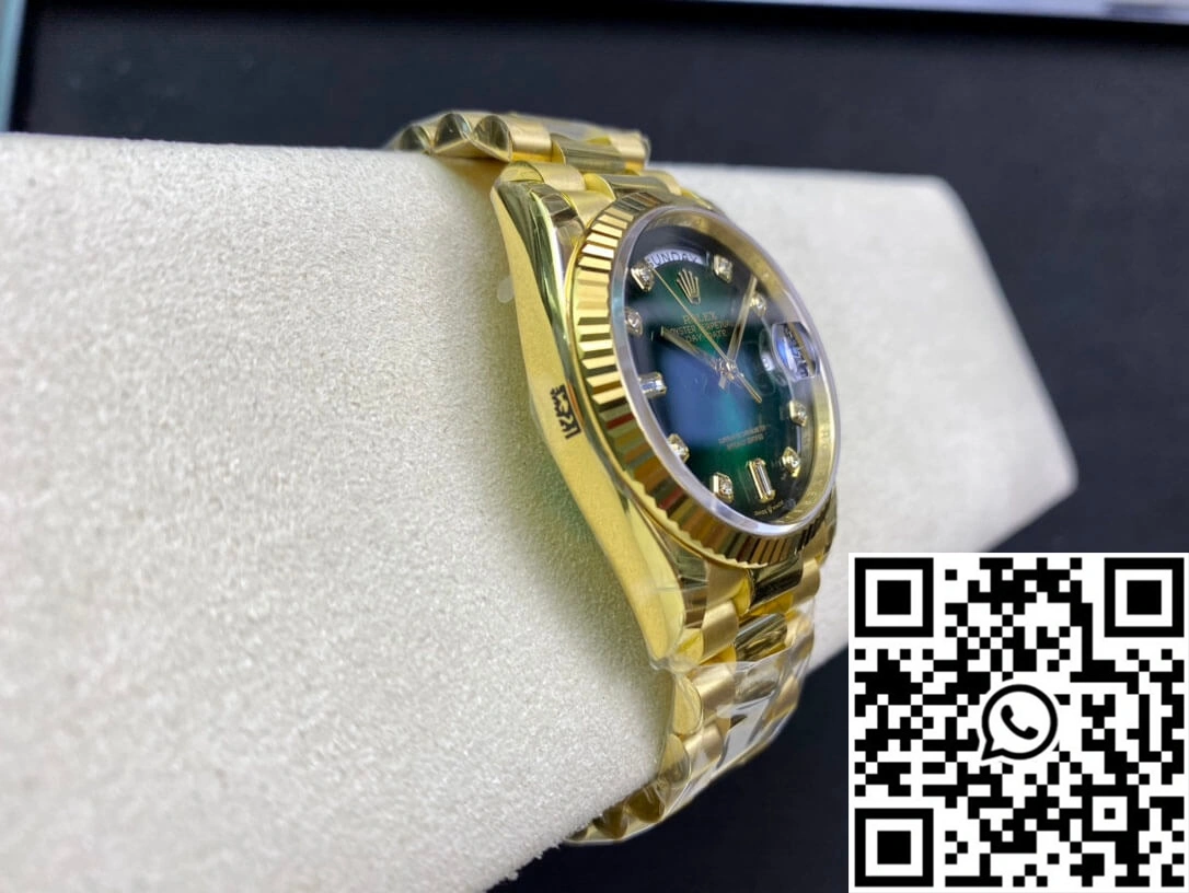 Contemporary Rolex Day-Date M128238-0069 Yellow Gold EW Factory Gradual Green Dial 1009