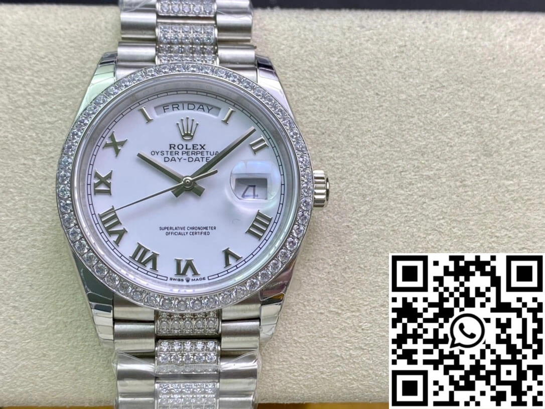 Rolex Day Date M128349RBR-0026 EW Factory Diamond-Set Bezel Stretchable 990