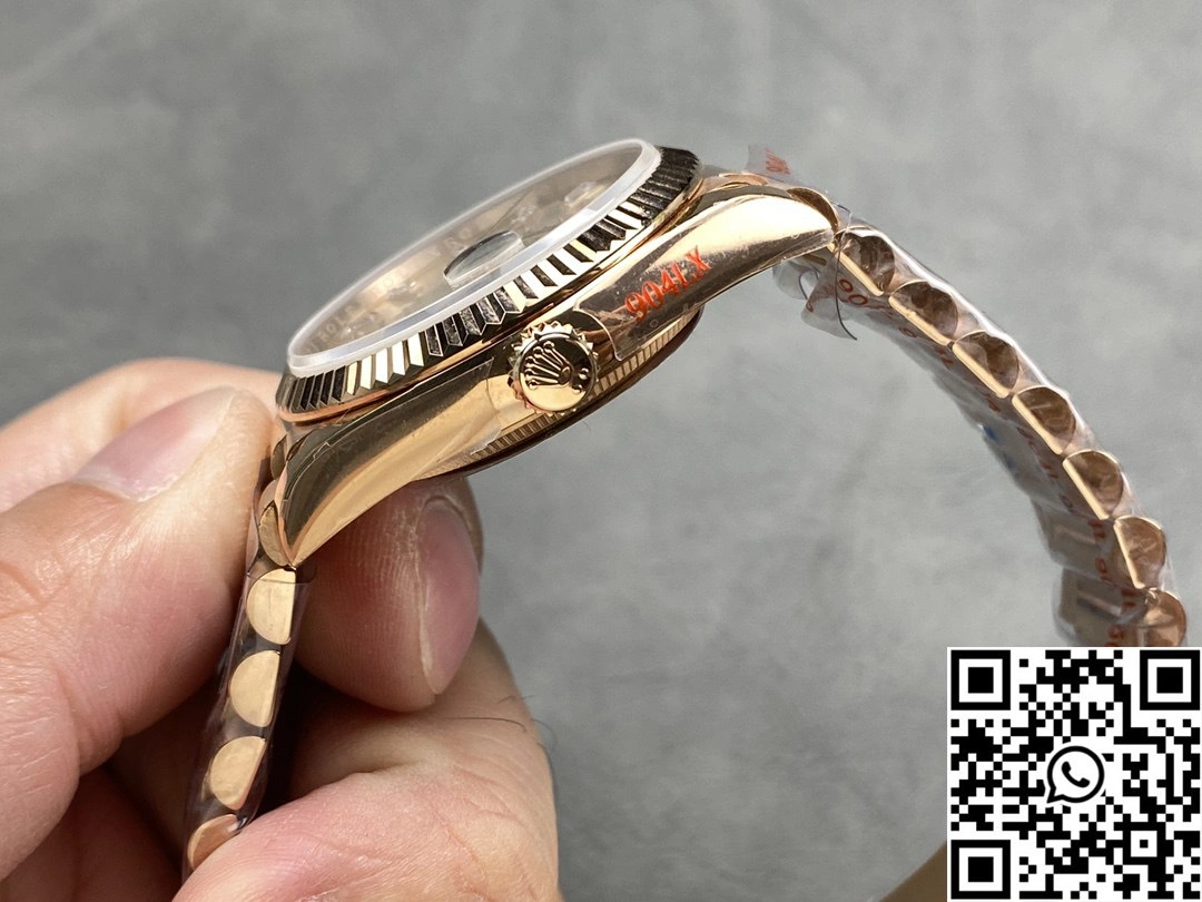 Breathable Rolex Day Date M228235-0004 QF Factory v5 Tungsten Steel Rose Gold Silver Dial 938