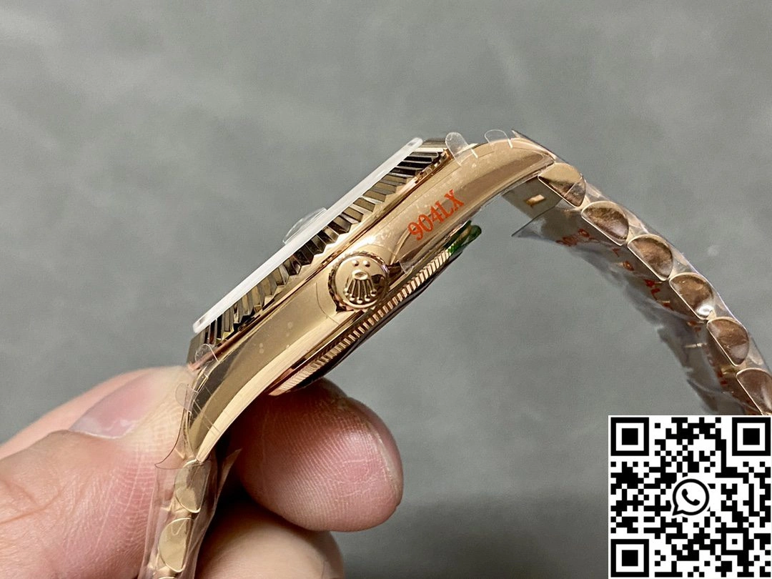 Rolex Day Date M228235-0025 QF Factory v5 Tungsten Steel Rose Gold Green Dial Functional 1006