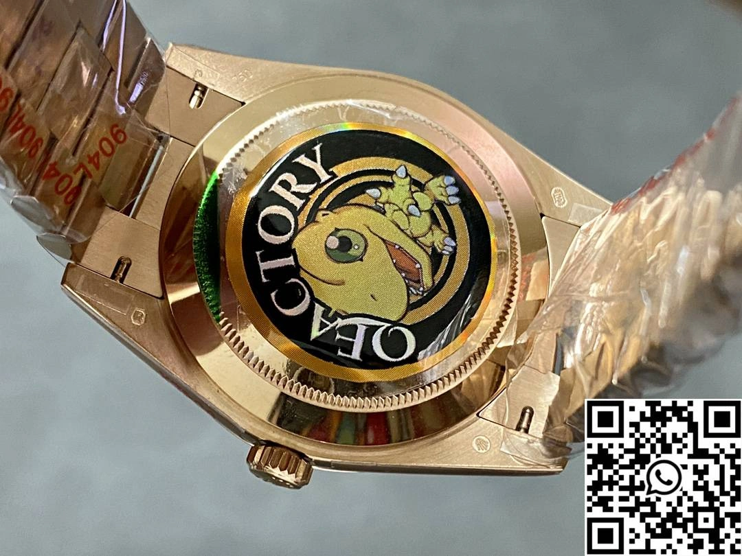 Rolex Day Date M228235-0025 QF Factory v5 Tungsten Steel Rose Gold Green Dial Functional 1006