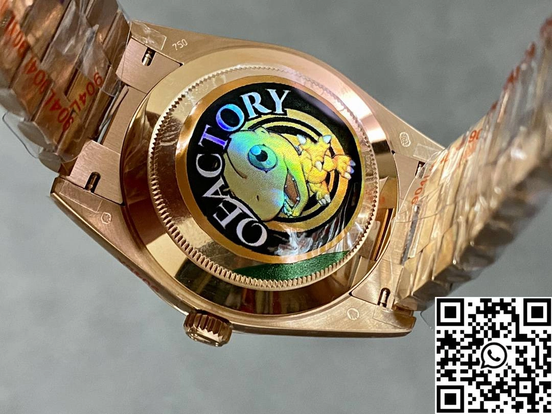 Rolex Day Date M228235-0045 QF Factory v5 Tungsten Steel Rose Gold Black Dial Diamond Hourmarker EasyCare 968