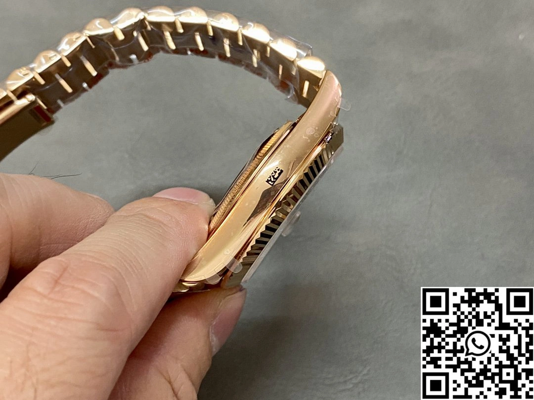 Rolex Day Date M228235-0045 QF Factory v5 Tungsten Steel Rose Gold Black Dial Diamond Hourmarker EasyCare 968