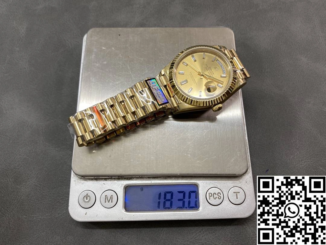 Rolex Day Date M228238-0005 QF Factory v5 Tungsten Steel Gold Dial Diamond Hourmarker SmoothTexture 983