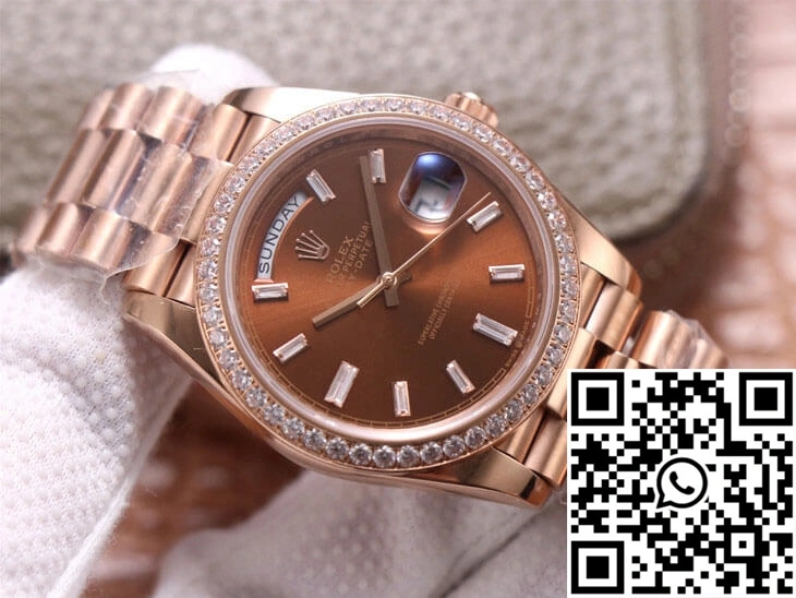 Unique Rolex Day-Date M228345RBR-0006 EW Factory Diamond Chocolate Color Dial 974