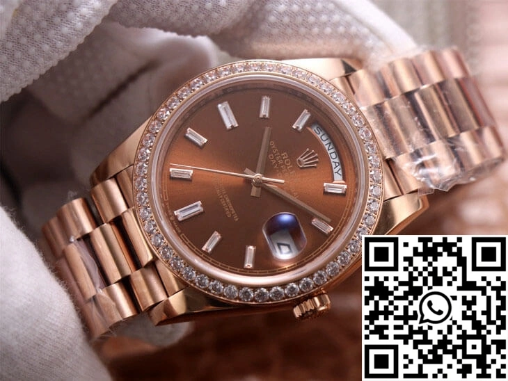Unique Rolex Day-Date M228345RBR-0006 EW Factory Diamond Chocolate Color Dial 974
