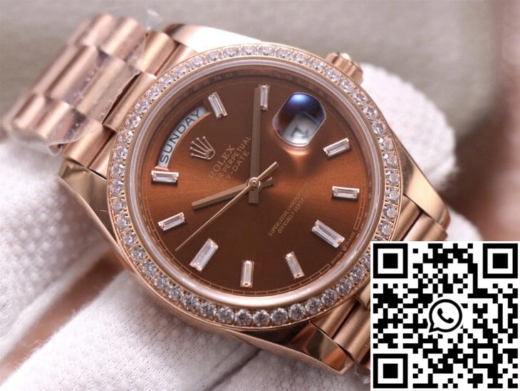 Unique Rolex Day-Date M228345RBR-0006 EW Factory Diamond Chocolate Color Dial 974
