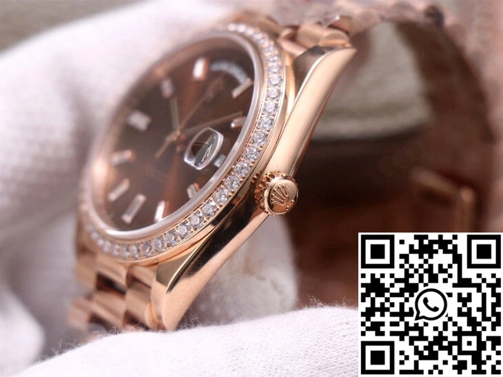 Unique Rolex Day-Date M228345RBR-0006 EW Factory Diamond Chocolate Color Dial 974