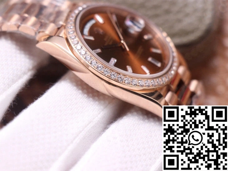 Unique Rolex Day-Date M228345RBR-0006 EW Factory Diamond Chocolate Color Dial 974