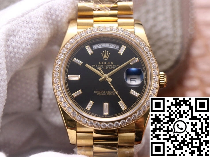 Supportive Rolex Day-Date M228348RBR-0001 EW Factory Yellow Gold Black Dial 969
