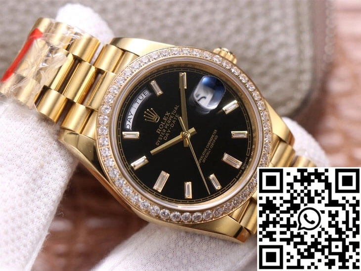 Supportive Rolex Day-Date M228348RBR-0001 EW Factory Yellow Gold Black Dial 969