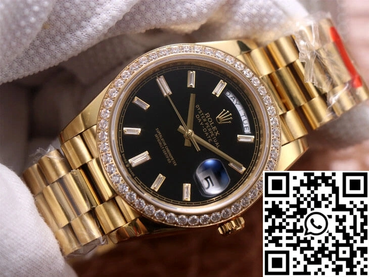 Supportive Rolex Day-Date M228348RBR-0001 EW Factory Yellow Gold Black Dial 969