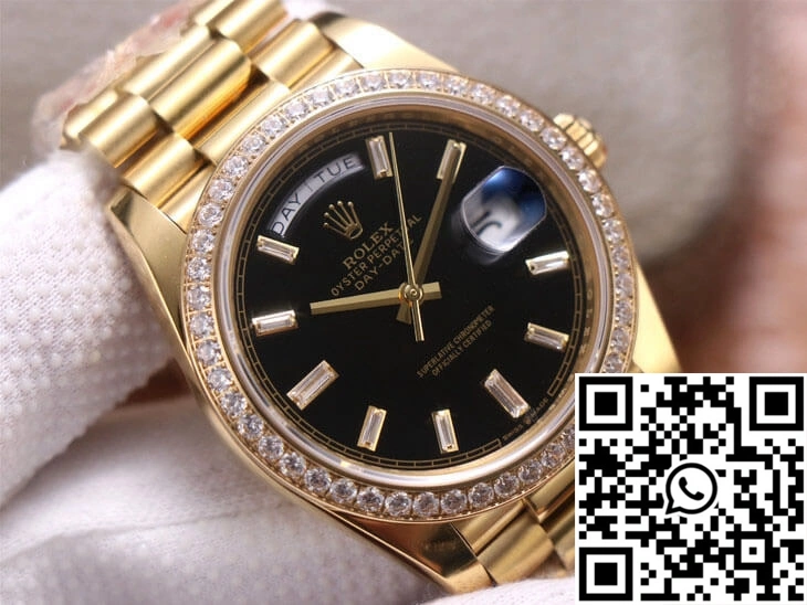 Supportive Rolex Day-Date M228348RBR-0001 EW Factory Yellow Gold Black Dial 969