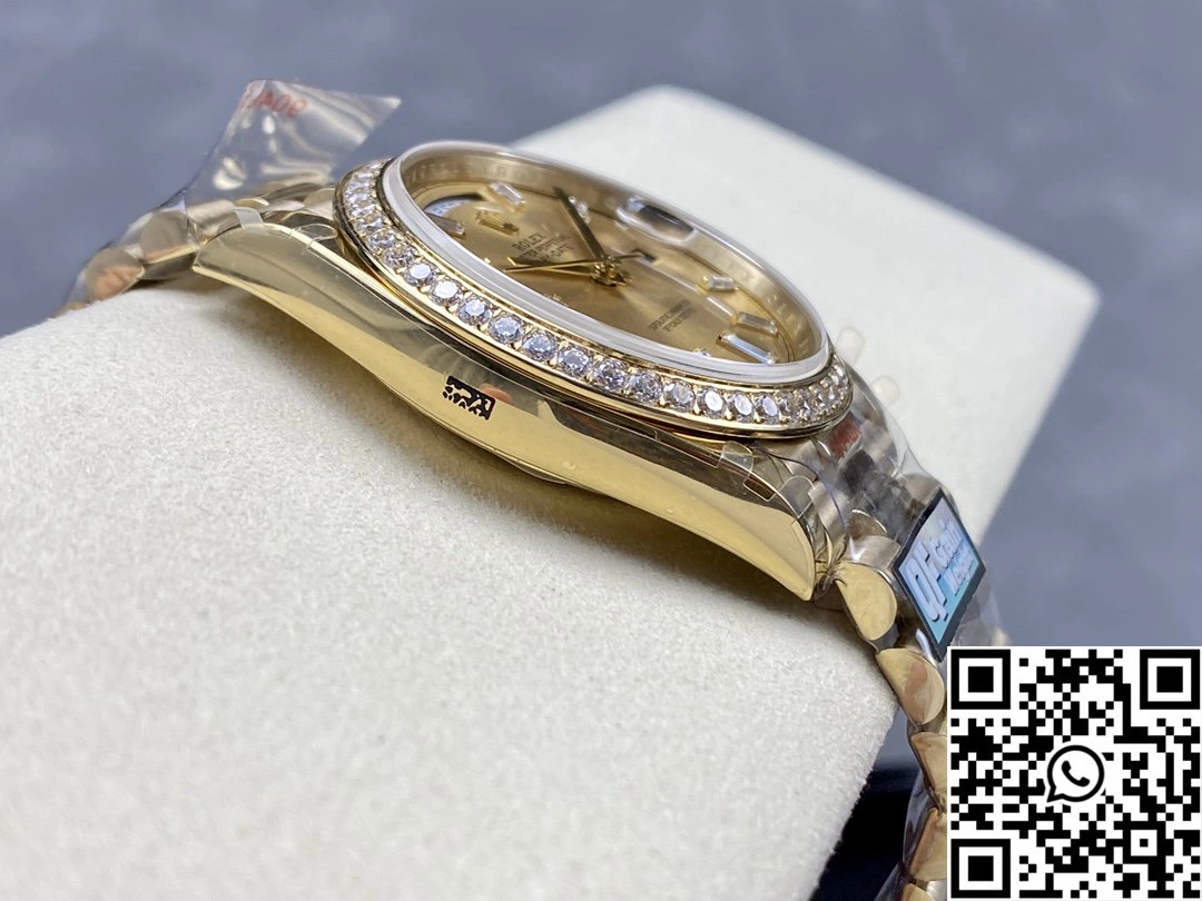 Rolex Day Date M228348rbr-0002 QF Factory v5 Tungsten Steel Gold Dial Functional 955