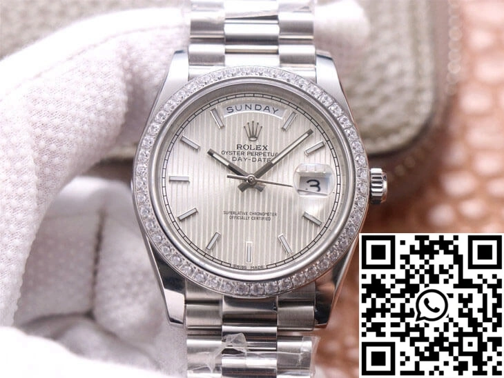 Breathable Rolex Day-Date M228349RBR-0007 EW Factory Silver Dial 984