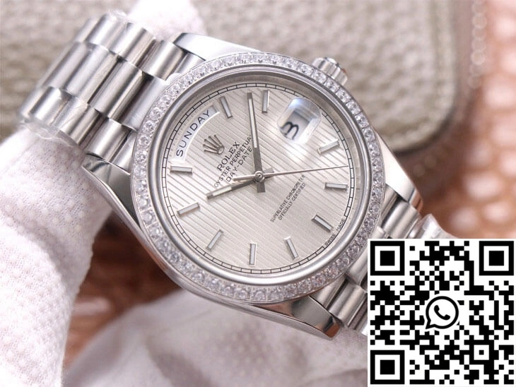 Breathable Rolex Day-Date M228349RBR-0007 EW Factory Silver Dial 984