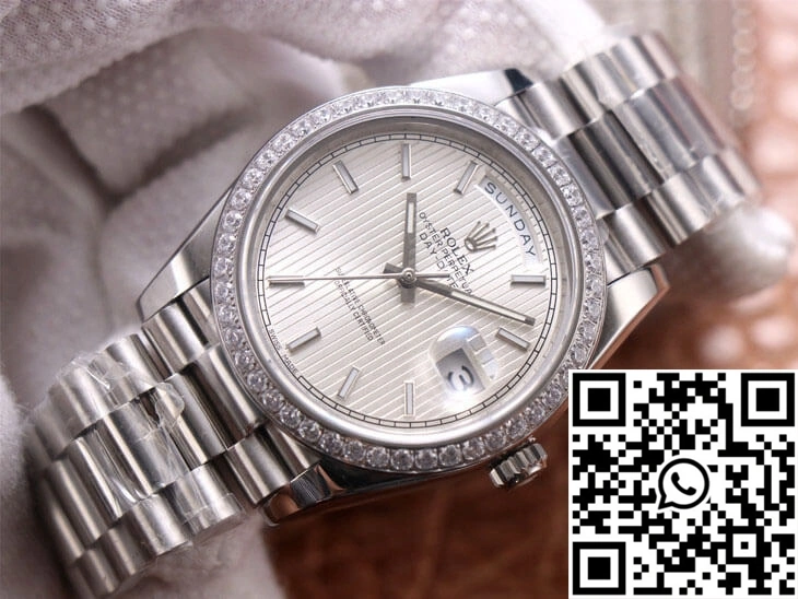 Breathable Rolex Day-Date M228349RBR-0007 EW Factory Silver Dial 984