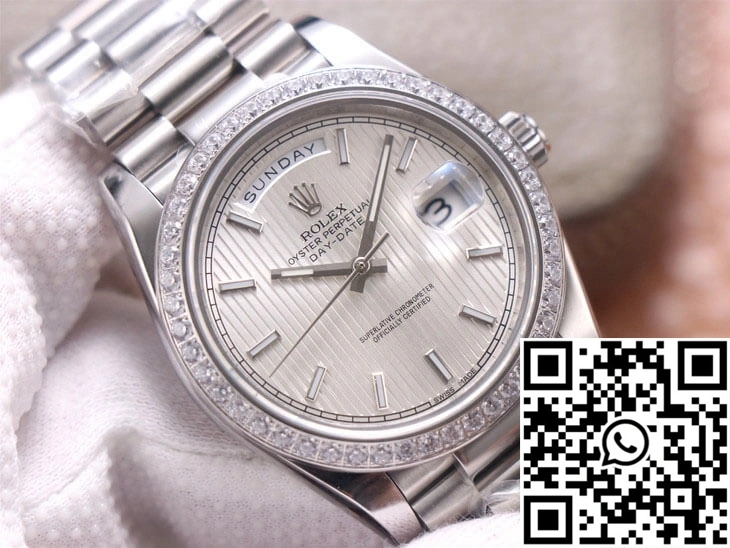 Breathable Rolex Day-Date M228349RBR-0007 EW Factory Silver Dial 984
