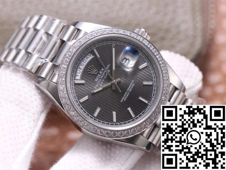 WrinkleFree Rolex Day-Date M228349RBR-0008 EW Factory White Gold Grey Dial 980