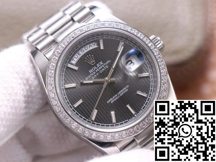 WrinkleFree Rolex Day-Date M228349RBR-0008 EW Factory White Gold Grey Dial 980