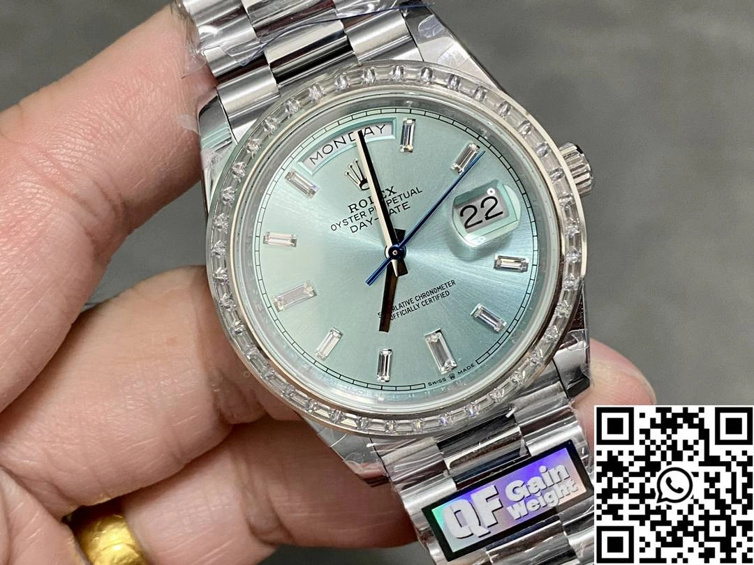 Rolex Day Date M228396tbr-0002 QF Factory v5 Tungsten Steel Blue Dial Diamond Bezel WrinkleFree 967