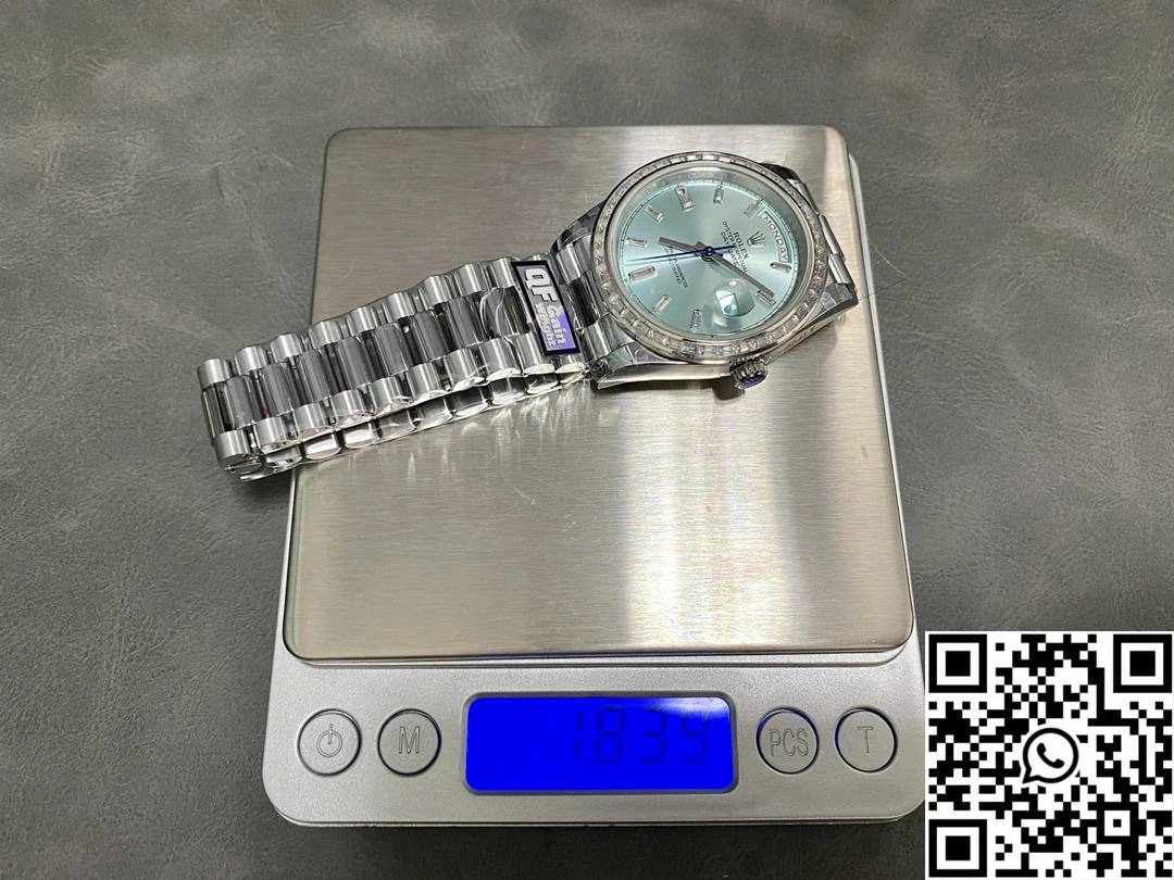 Rolex Day Date M228396tbr-0002 QF Factory v5 Tungsten Steel Blue Dial Diamond Bezel WrinkleFree 967