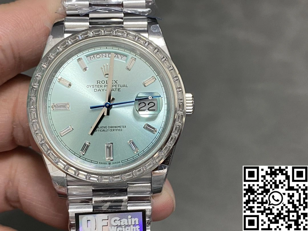 Rolex Day Date M228396tbr-0002 QF Factory v5 Tungsten Steel Blue Dial Diamond Bezel WrinkleFree 967