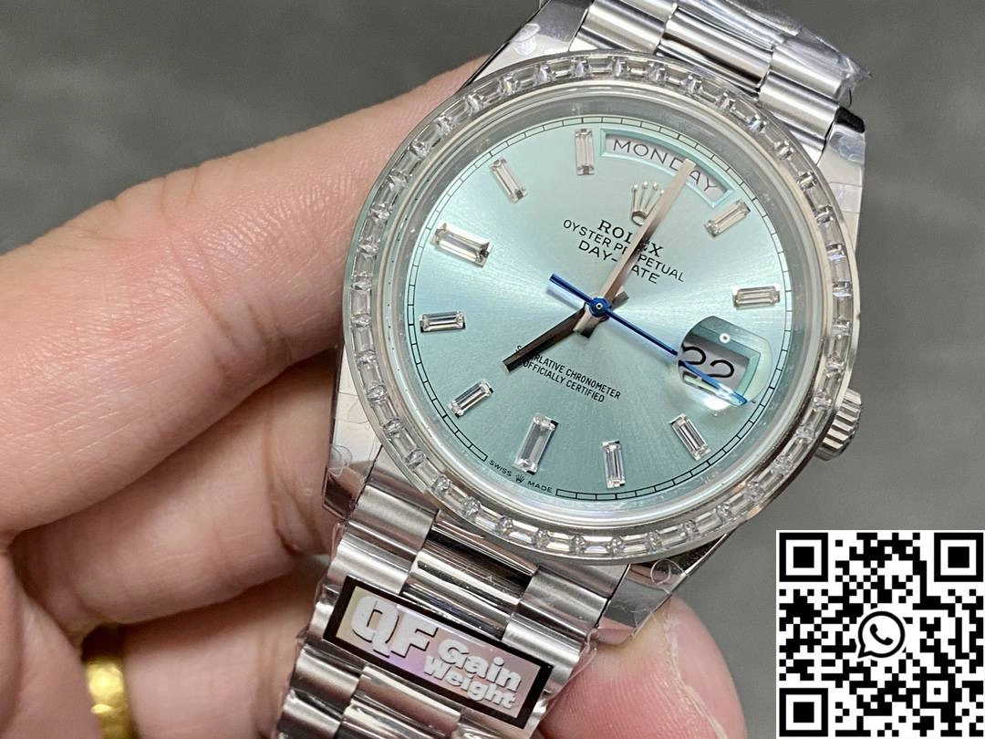 Rolex Day Date M228396tbr-0002 QF Factory v5 Tungsten Steel Blue Dial Diamond Bezel WrinkleFree 967