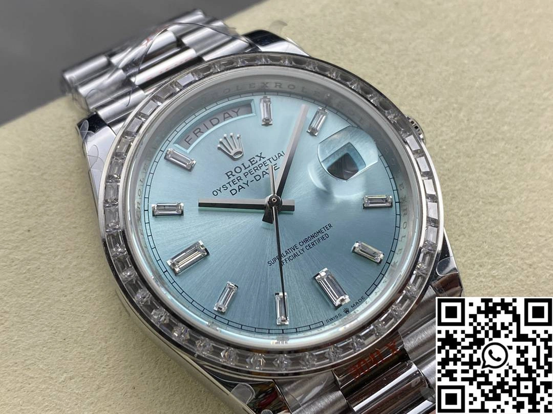 TechFriendly Rolex Day Date M228396tbr-0002 QF Factory v5 Tungsten Steel Blue Dial Diamond Hourmarker 957
