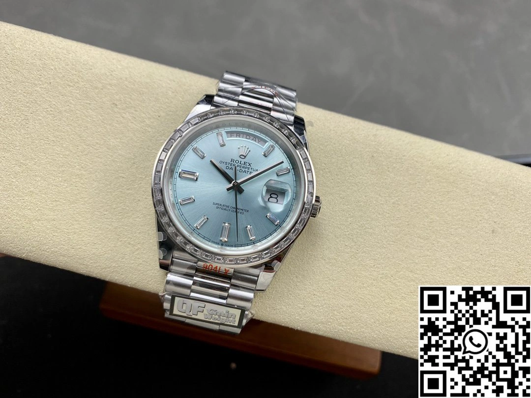 TechFriendly Rolex Day Date M228396tbr-0002 QF Factory v5 Tungsten Steel Blue Dial Diamond Hourmarker 957