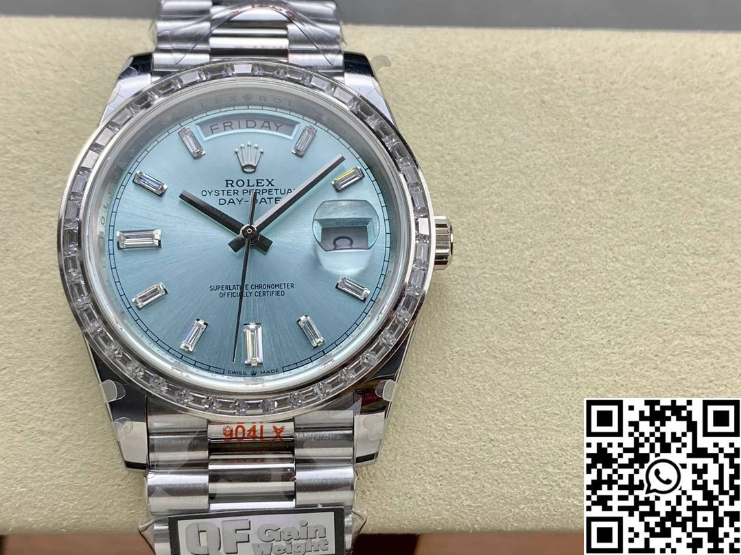 TechFriendly Rolex Day Date M228396tbr-0002 QF Factory v5 Tungsten Steel Blue Dial Diamond Hourmarker 957