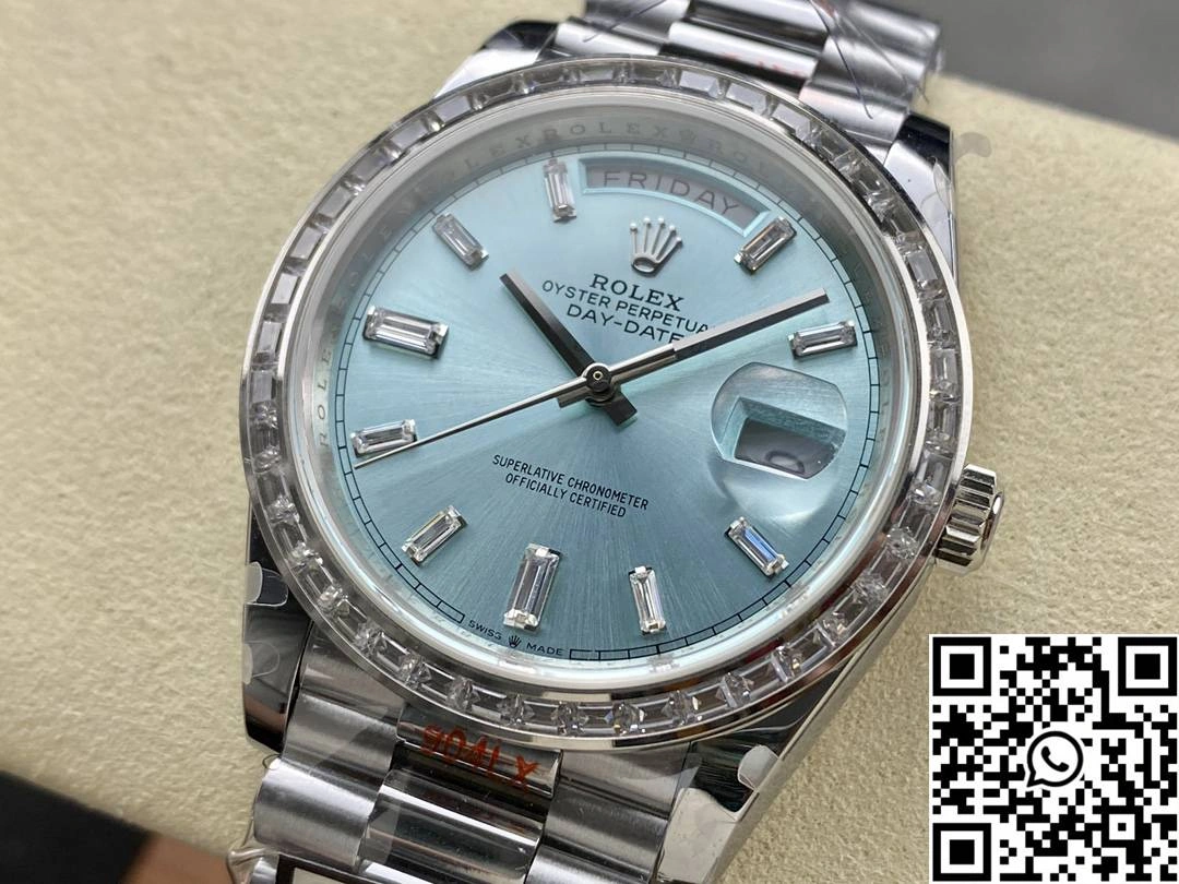 TechFriendly Rolex Day Date M228396tbr-0002 QF Factory v5 Tungsten Steel Blue Dial Diamond Hourmarker 957
