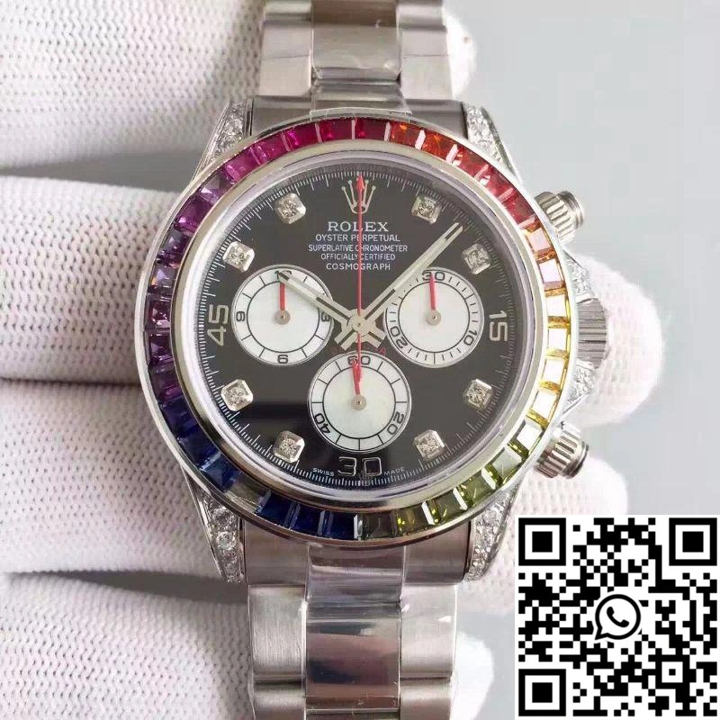 MultiPurpose Rolex Daytona Cosmograph Rainbow 116595RBOW BL Factory Black Dial 1087