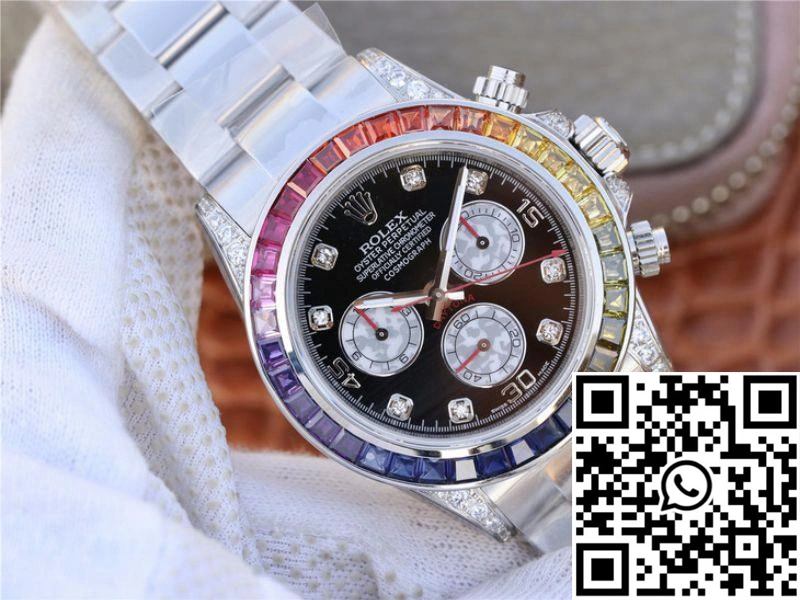MultiPurpose Rolex Daytona Cosmograph Rainbow 116595RBOW BL Factory Black Dial 1087
