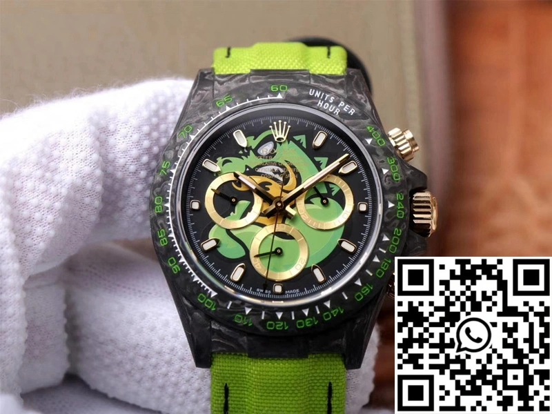 Rolex Daytona Cosmos Chronograph Carbon Fiber Edition Green Exploded Dragon Dial Casual 1135