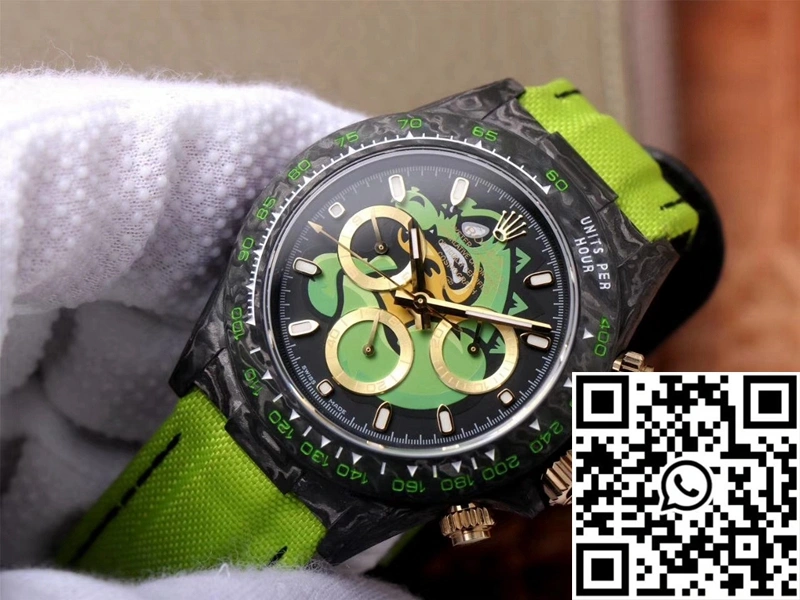 Rolex Daytona Cosmos Chronograph Carbon Fiber Edition Green Exploded Dragon Dial Casual 1135