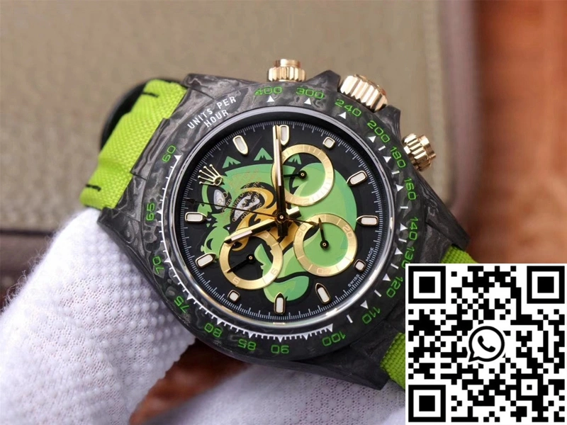Rolex Daytona Cosmos Chronograph Carbon Fiber Edition Green Exploded Dragon Dial Casual 1135