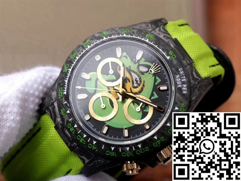 Rolex Daytona Cosmos Chronograph Carbon Fiber Edition Green Exploded Dragon Dial Casual 1135