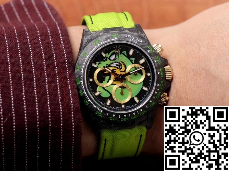 Rolex Daytona Cosmos Chronograph Carbon Fiber Edition Green Exploded Dragon Dial Casual 1135