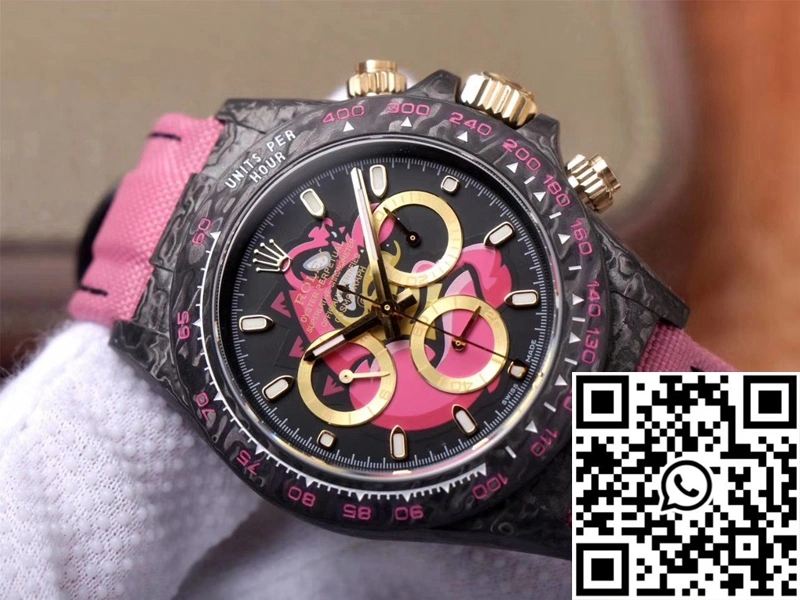 Sleek Rolex Daytona Cosmos Chronograph Carbon Fiber Edition Pink Exploded Dragon Dial 1049