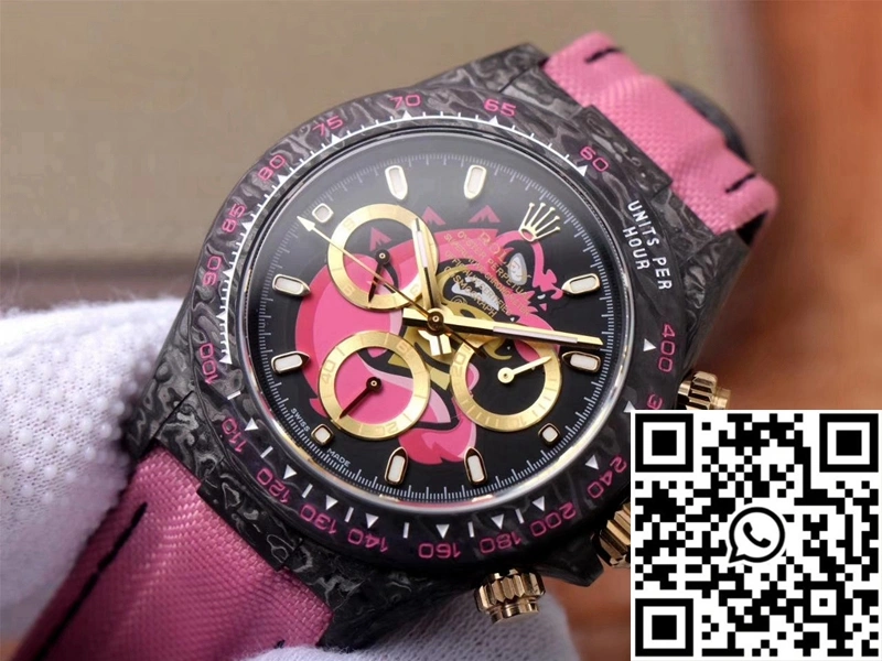 Sleek Rolex Daytona Cosmos Chronograph Carbon Fiber Edition Pink Exploded Dragon Dial 1049