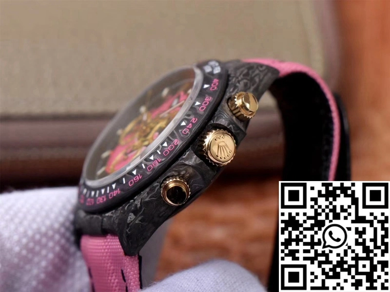 Sleek Rolex Daytona Cosmos Chronograph Carbon Fiber Edition Pink Exploded Dragon Dial 1049