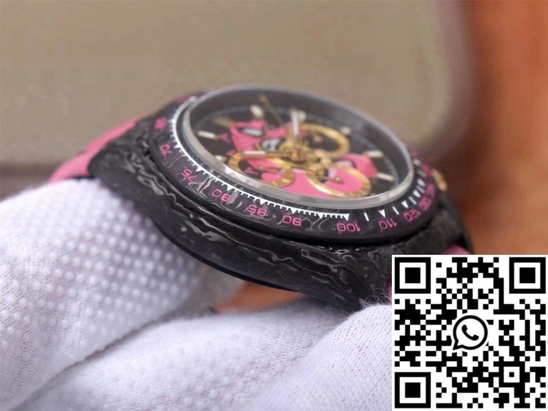 Sleek Rolex Daytona Cosmos Chronograph Carbon Fiber Edition Pink Exploded Dragon Dial 1049