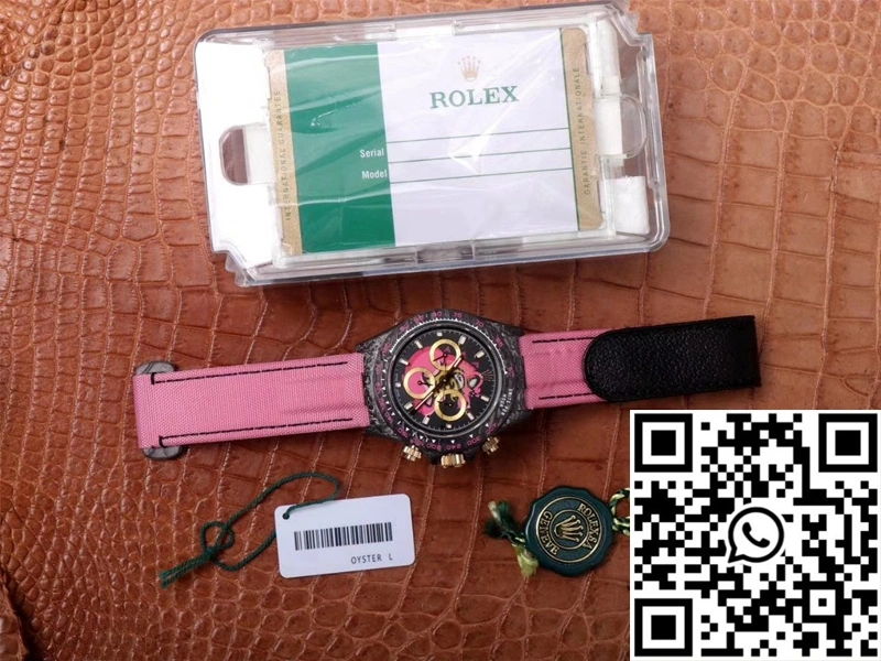 Sleek Rolex Daytona Cosmos Chronograph Carbon Fiber Edition Pink Exploded Dragon Dial 1049