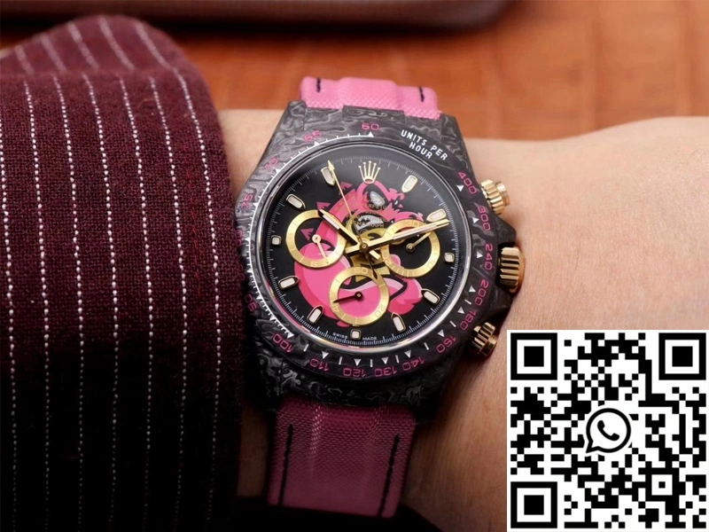 Sleek Rolex Daytona Cosmos Chronograph Carbon Fiber Edition Pink Exploded Dragon Dial 1049