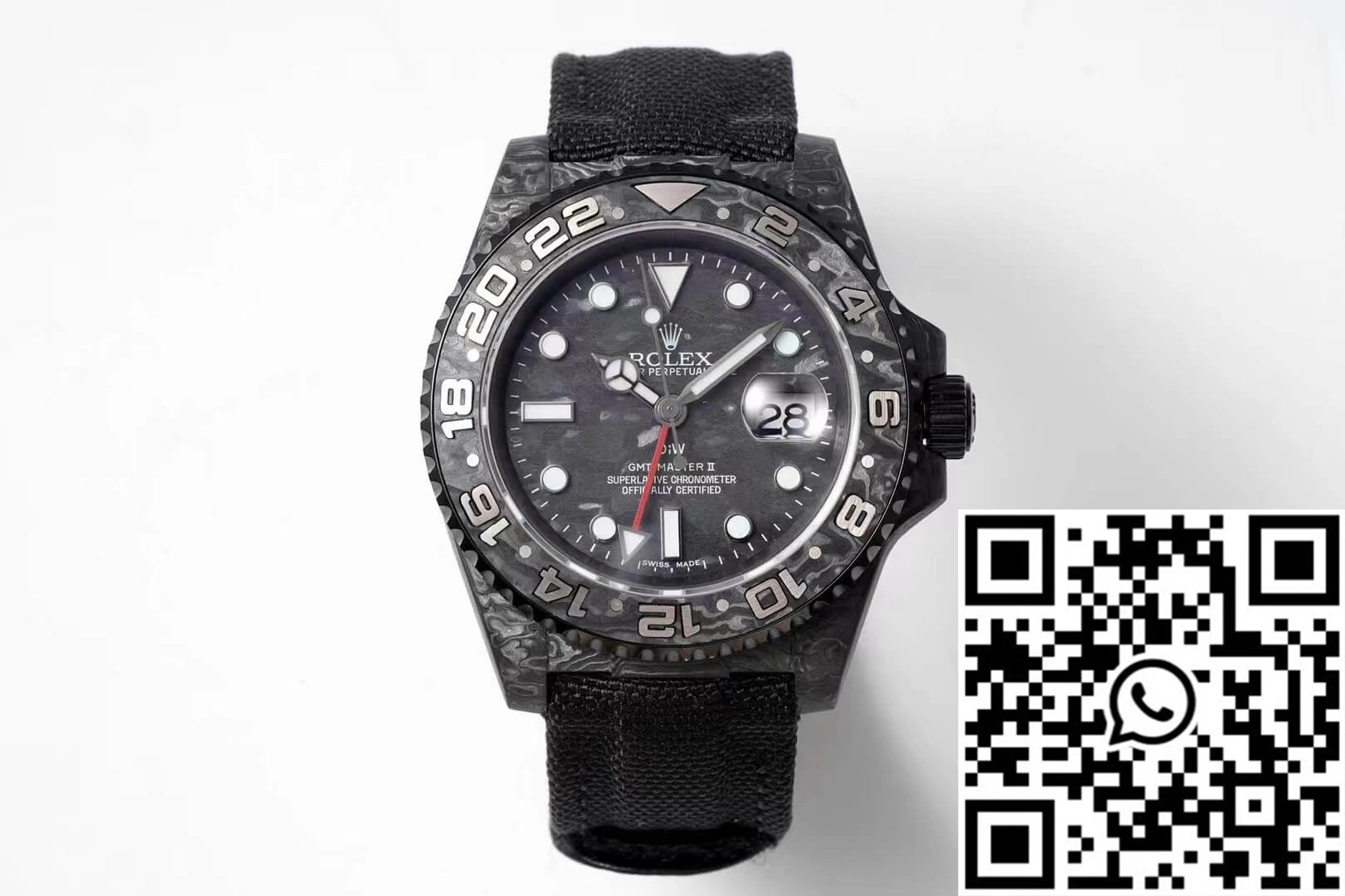Rolex GMT-MASTER II Diw Carbon Fiber Black Fabric Strap Lightweight 1184