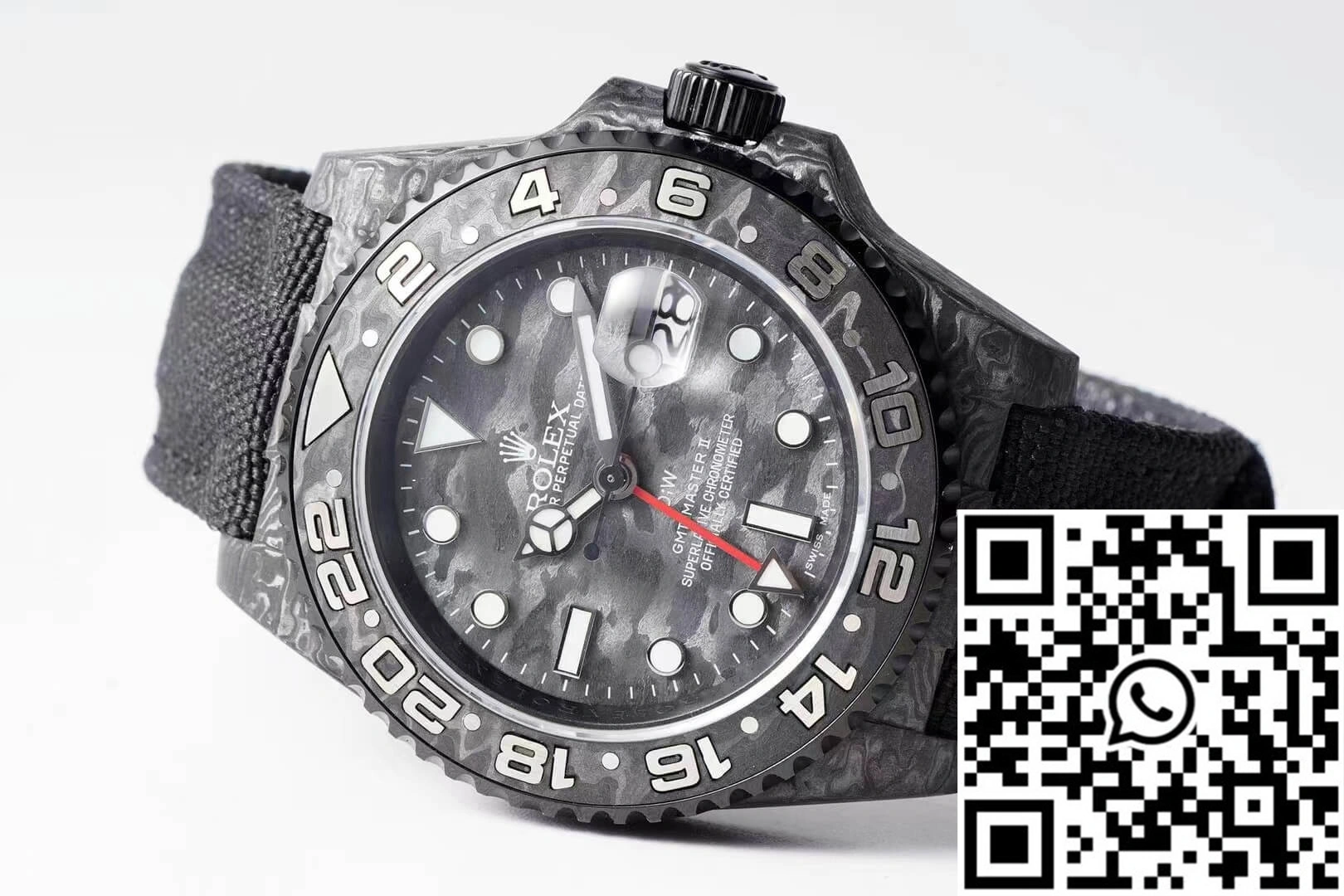 Rolex GMT-MASTER II Diw Carbon Fiber Black Fabric Strap Lightweight 1184