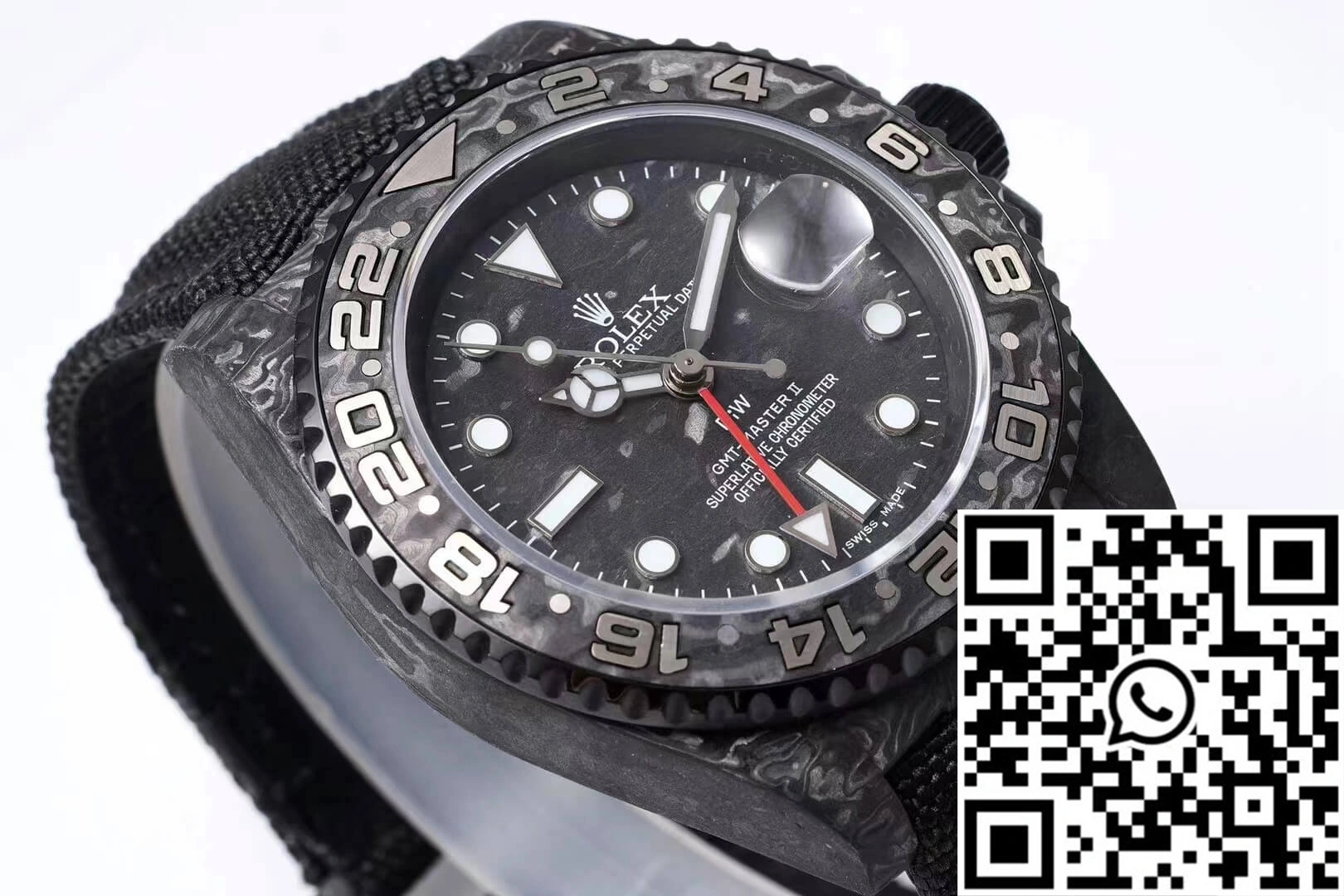Rolex GMT-MASTER II Diw Carbon Fiber Black Fabric Strap Lightweight 1184