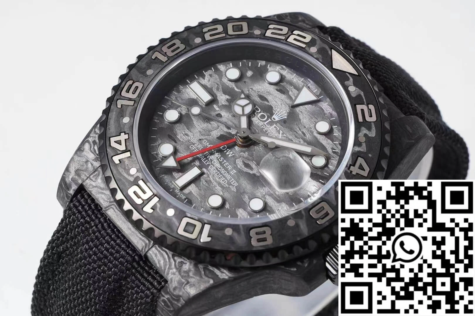 Rolex GMT-MASTER II Diw Carbon Fiber Black Fabric Strap Lightweight 1184
