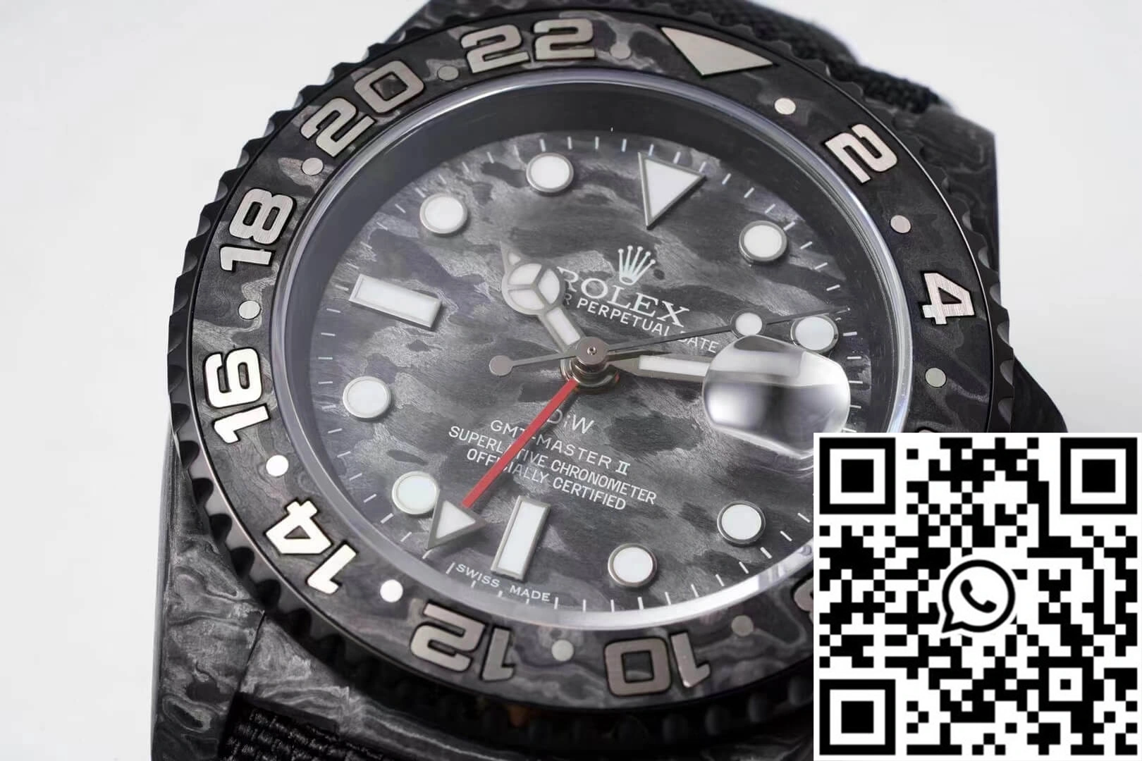Rolex GMT-MASTER II Diw Carbon Fiber Black Fabric Strap Lightweight 1184